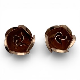 Pair Of 14k Yellow Gold Flower Earrings