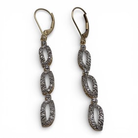 14k Yellow Gold & Champagne Diamond Earrings