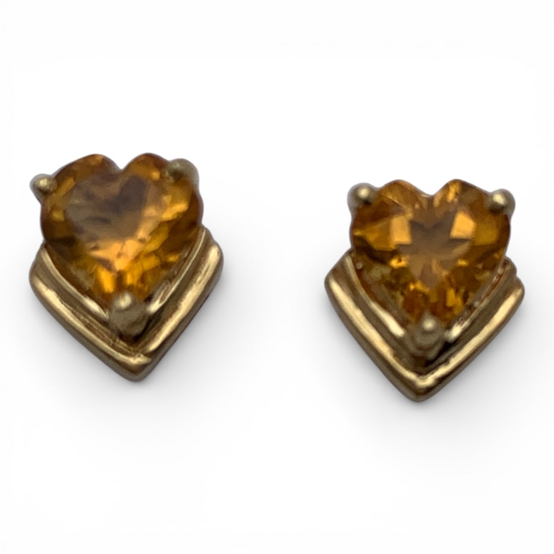 Pair Of 14k Yellow Gold & Orange Spinel Earrings: Tests 14k - 3/8" Long - 0.9 Dwt Gemstones Tested With Presidium Gem Tester Il - Berners Does Not Guarantee Authenticity Of Gemstones