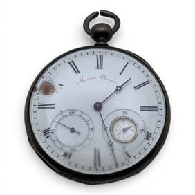 Marine Observer Silver Tone Pocket Watch