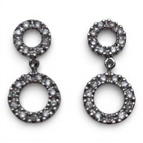 Pair Of 14k White Gold & Diamond Earrings