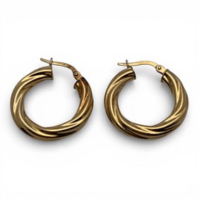 Pair Of 14k Yellow Gold Hoop Earrings