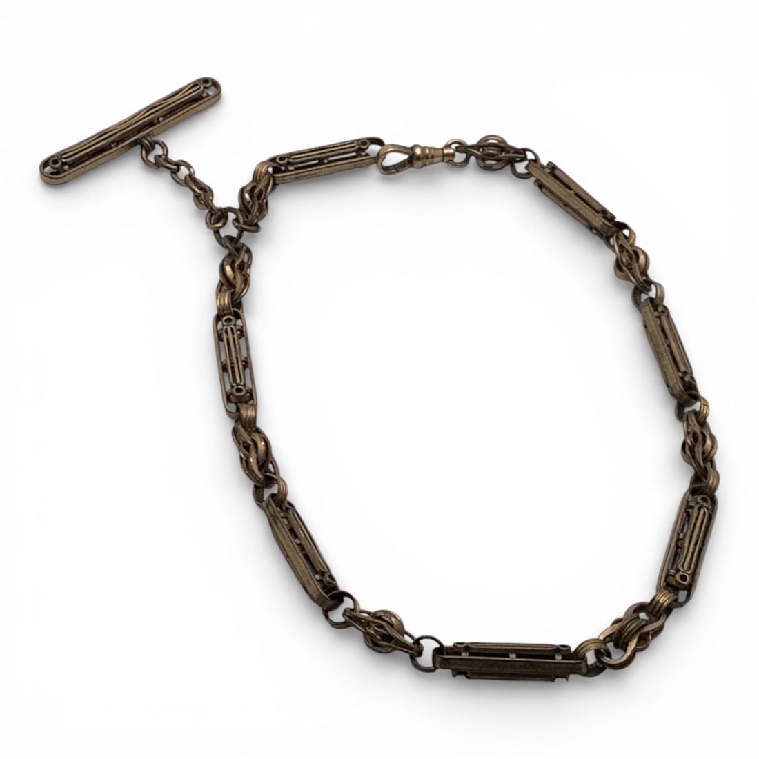 J. F. S. S. Gold Filled Pocket Watch Fob & Chain: Marked: J. F. S. S. - 15 1/2" Long - 35.9 Grams