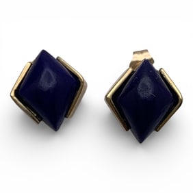 14k Yellow Gold & Lapis Earrings