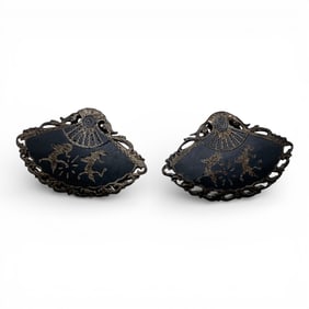 Pair Of Silver Siam Clip Earrings