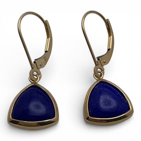 Pair Of 14k Yellow Gold & Lapis Earrings
