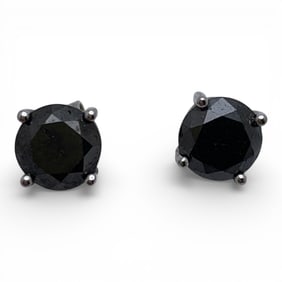 Pair Of Sterling & Dark Stone Earrings