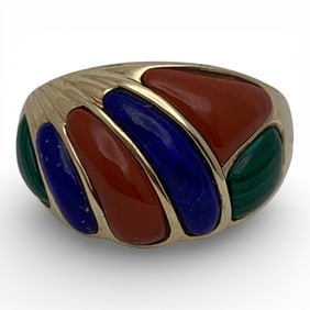 14k Yellow Gold Ring With Precious Stones