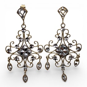 Pair Of 14k White & Yellow Gold Earrings