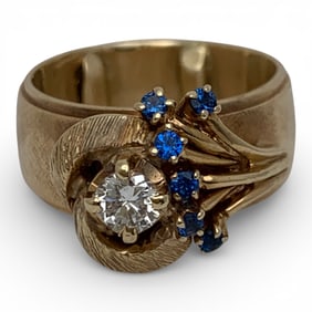 14k Yellow Gold Diamond & Spinel Ring