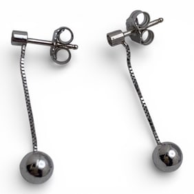 14k White Gold & Diamond Earrings