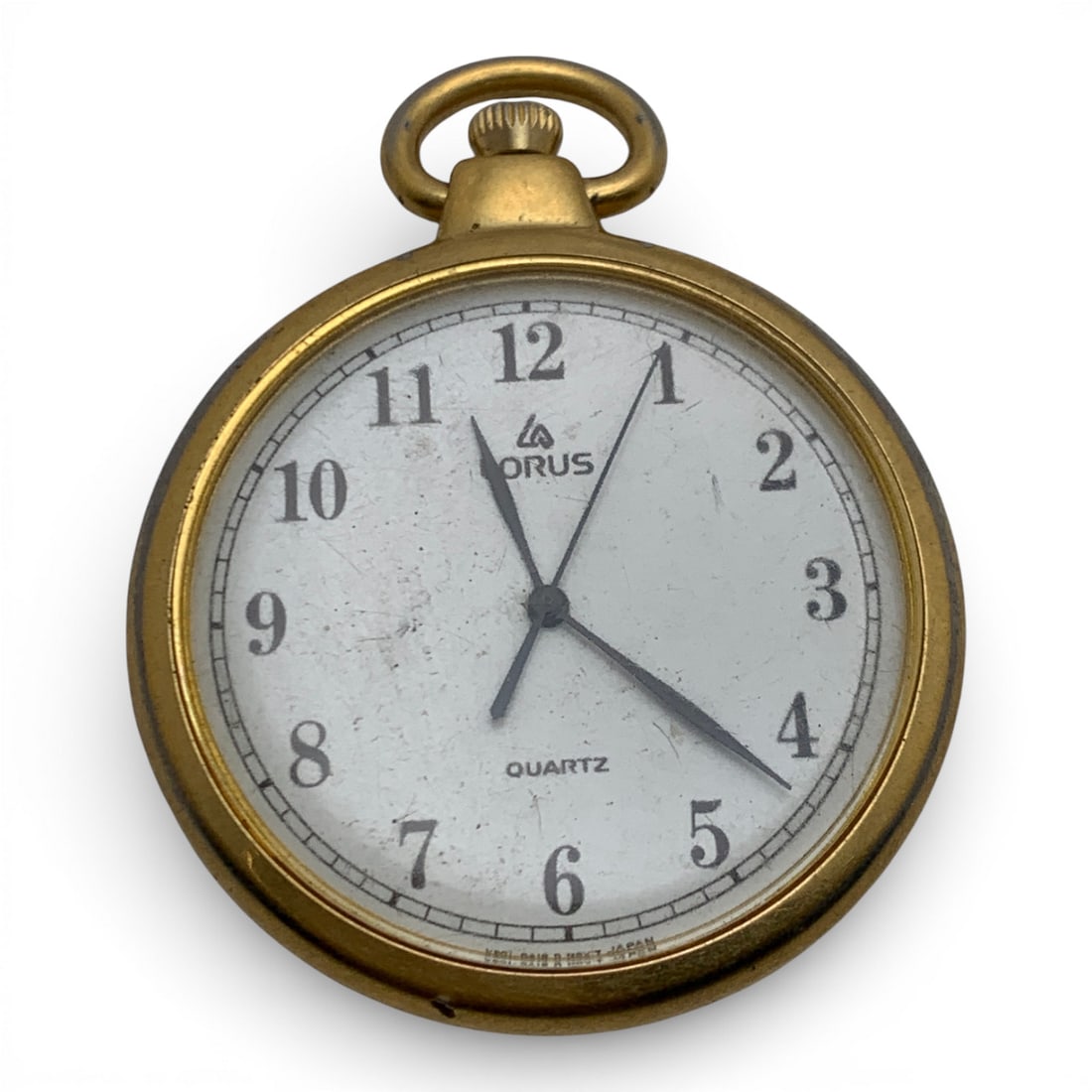 Borus Gold Tone Pocket Watch: Marked On Face: Borus, QuartzMarked On Back Case: Base Metal Bezel, Stainless Steel Back1 7/8" Long - 17.4 Grams