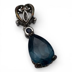 Sterling Silver Pendant With Blue Stones