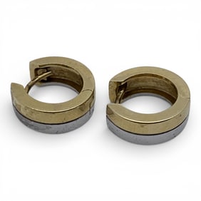 14k Yellow & White Gold Hoop Earrings