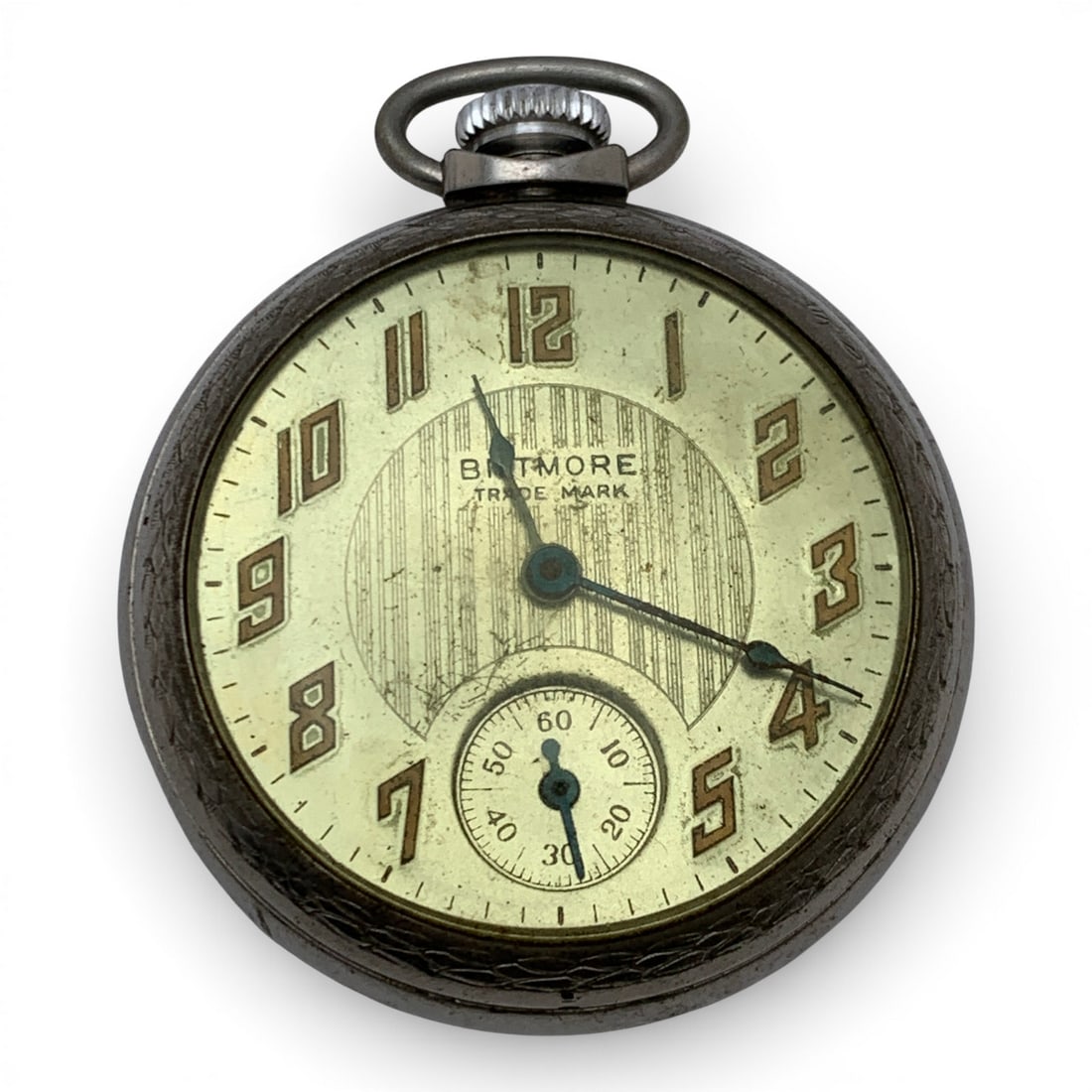 Biltmore Silver Tone Pocket Watch: Marked On Face: Biltmore Trade MarkMarked On Movement: The E. Ingraham Company2 3/8" Long - 57.5 Grams