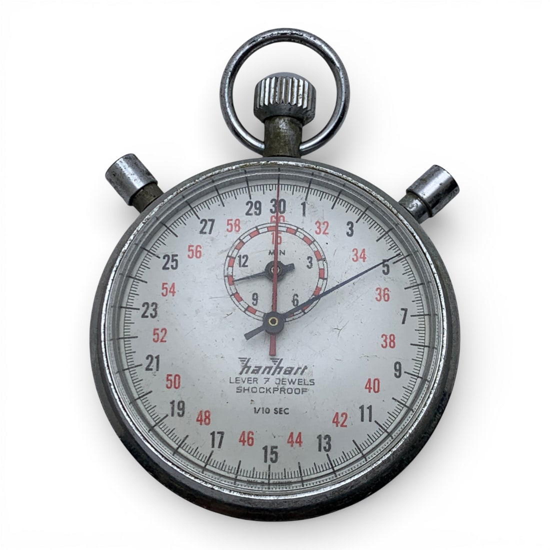 Hanhart 7 Jewels Silver Tone Pocket Watch: Marked On Face: Hanhart2 3/4" Long - 111.4 Grams