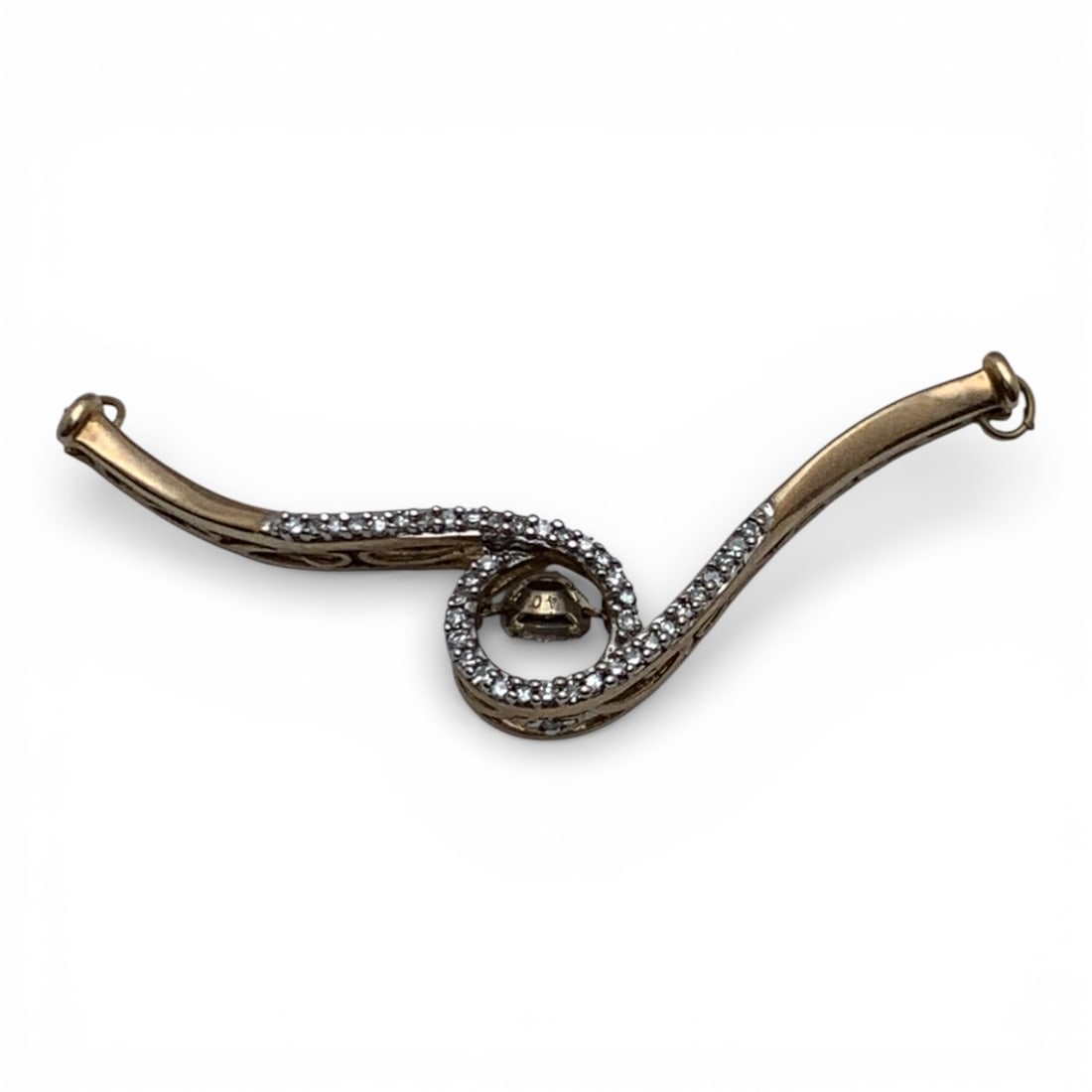 10k Yellow Gold & Diamond Pendant: Marked 10k - 1 3/4" Long - 1.6 Dwt Gemstones Tested With Presidium Gem Tester Il - Berners Does Not Guarantee Authenticity Of Gemstones