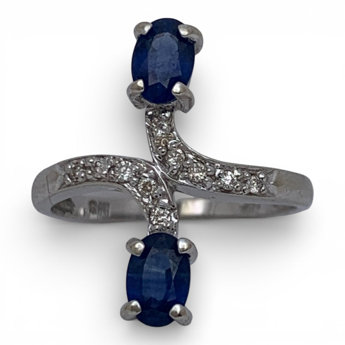 14k White Gold Sapphire & Clear Stone Ring (1 of 4)