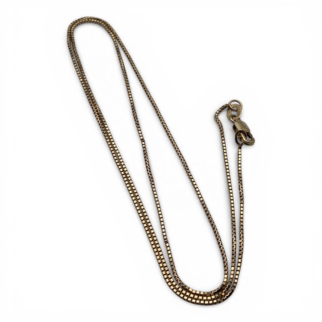 14k Yellow Gold Box Chain Necklace: Marked 14k - 18 1/2" Long - 1.5 Dwt Gemstones Tested With Presidium Gem Tester Il - Berners Does Not Guarantee Authenticity Of Gemstones