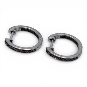 Pair Of Sterling & Orange Stone Earrings