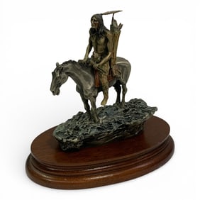 1990 Style Of Frederic Remington Pewter Sculpture