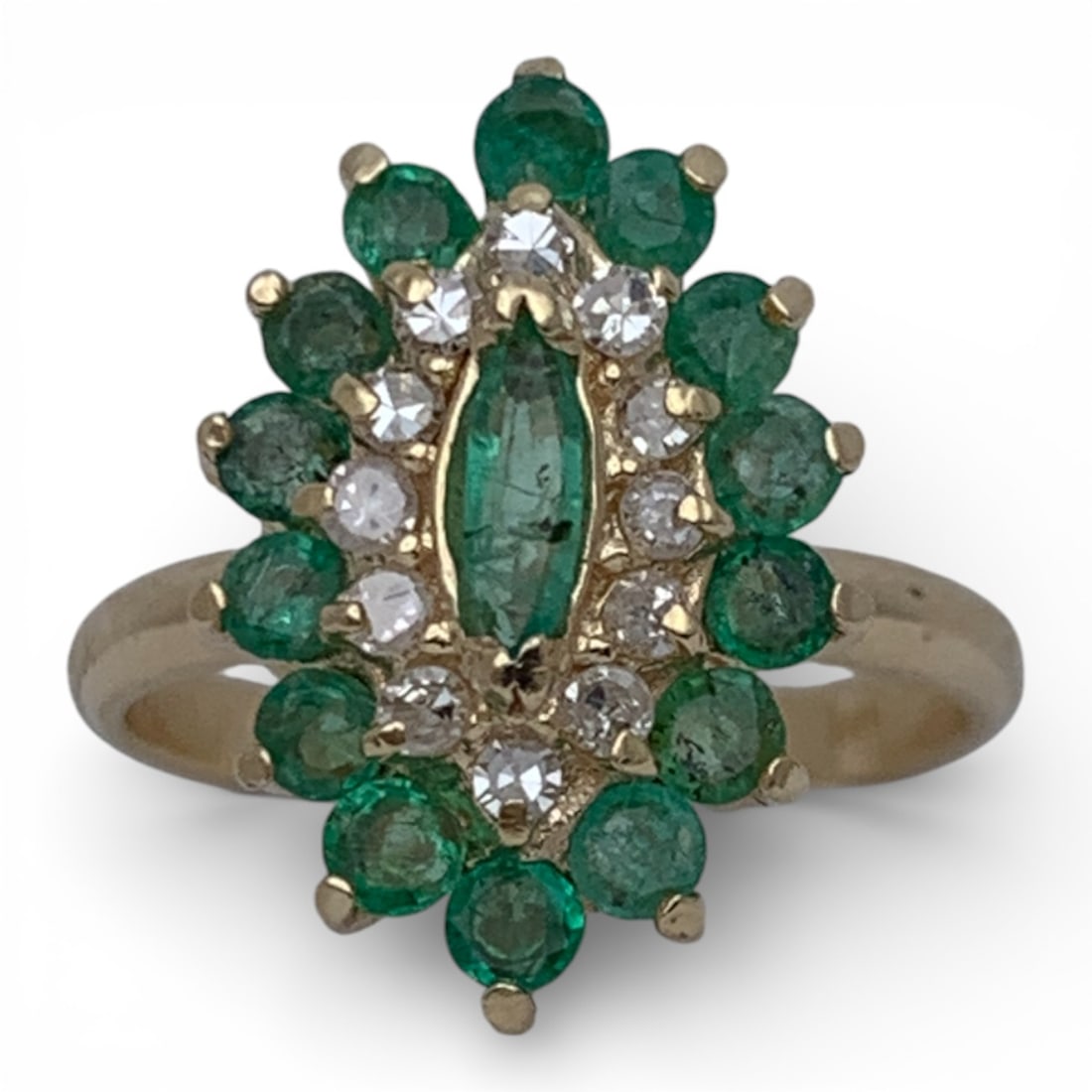 14k Yellow Gold Emerald & Diamond Ring: Marked 14k - Size 6 - 2.9 Dwt Gemstones Tested With Presidium Gem Tester Il - Berners Does Not Guarantee Authenticity Of Gemstones