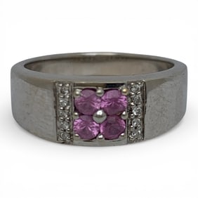 14k White Gold Sapphire & Diamond Ring