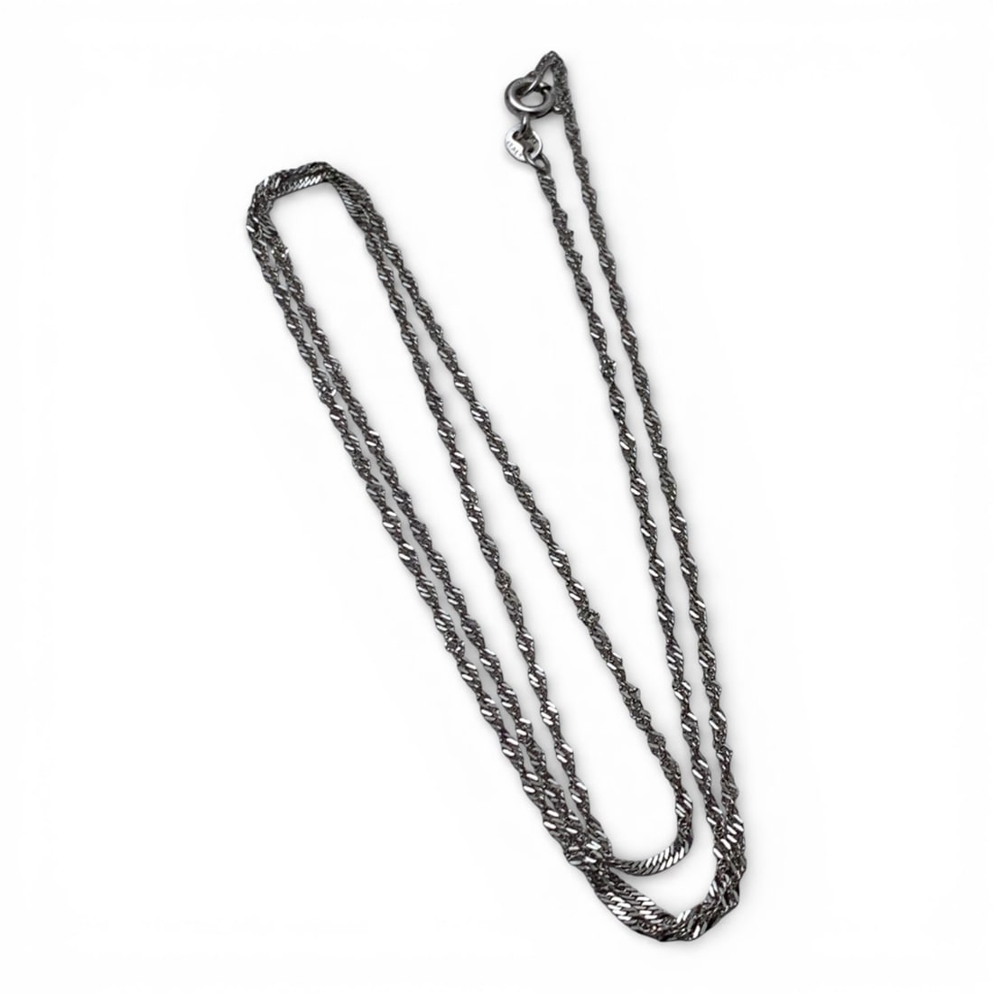 14k White Gold Necklace: Marked 14k - 22" Long - 1.2 Dwt Gemstones Tested With Presidium Gem Tester Il - Berners Does Not Guarantee Authenticity Of Gemstones