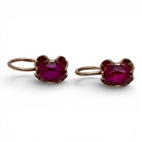 14k Yellow Gold & Ruby Earrings