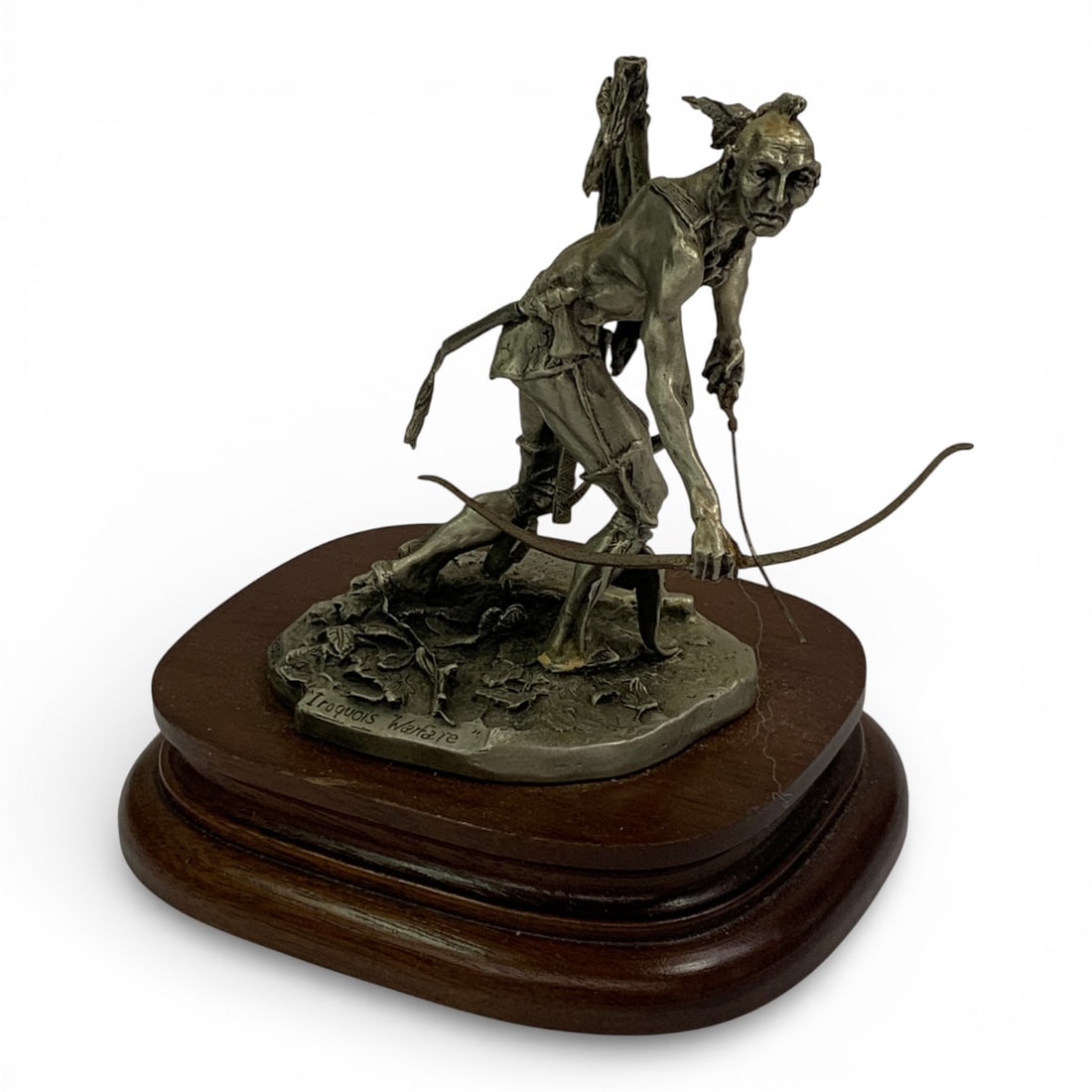 1980 Michael Boyett Fine Pewter Sculpture: Signed On Edge: 1980 Michael Boyett, 1661/2500, Iroquois WarfareMarked On Bottom: Chilmark, Fine Pewter 4 3/4" TallSee Photos