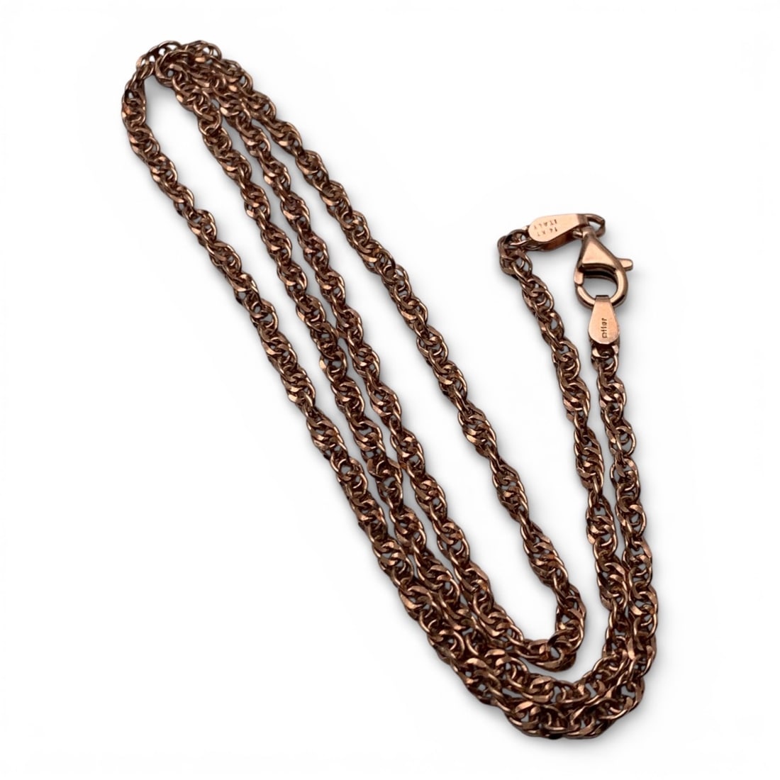 14k Rose Gold Necklace: Marked 14k - 18" Long - 2.6 Dwt Gemstones Tested With Presidium Gem Tester Il - Berners Does Not Guarantee Authenticity Of Gemstones