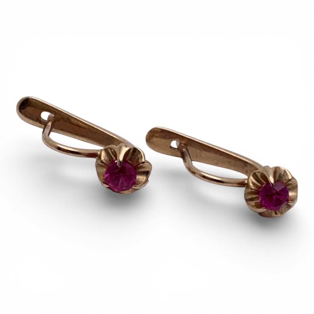 14k Yellow Gold & Ruby Earrings - 3