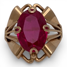 Victorian 14k Yellow Gold & Ruby Ring