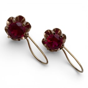 14k Yellow Gold & Ruby Earrings
