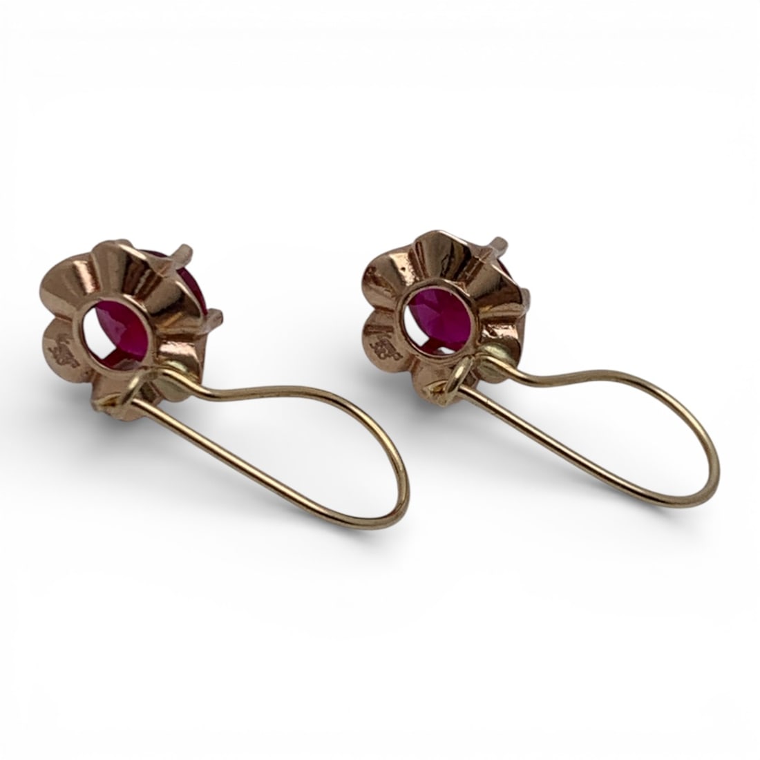14k Yellow Gold & Ruby Earrings - 2