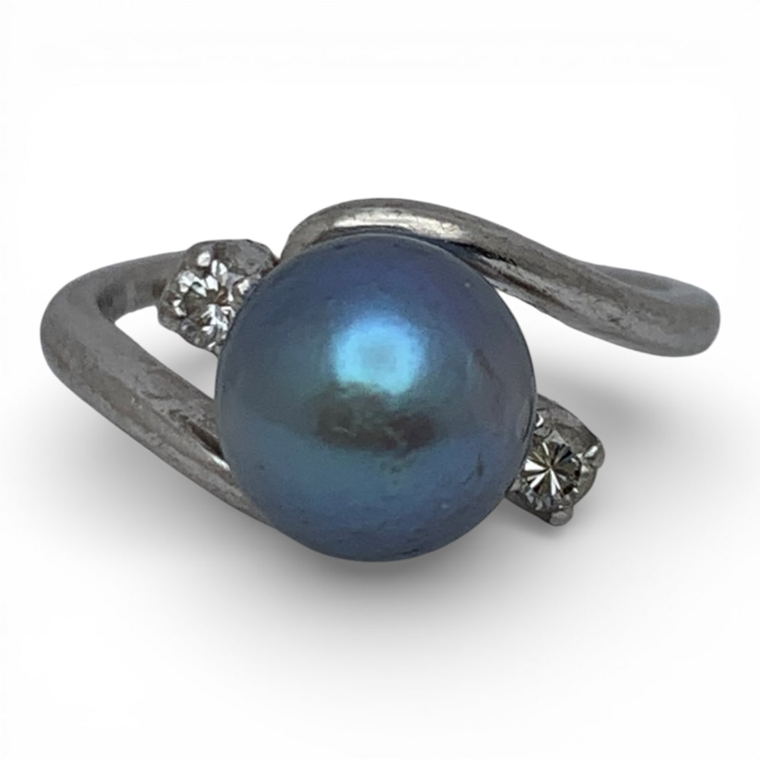 14k White Gold Diamond & Pearl Ring: Tests 14k - Size 5.25 - 3.9 Dwt Gemstones Tested With Presidium Gem Tester Il - Berners Does Not Guarantee Authenticity Of Gemstones