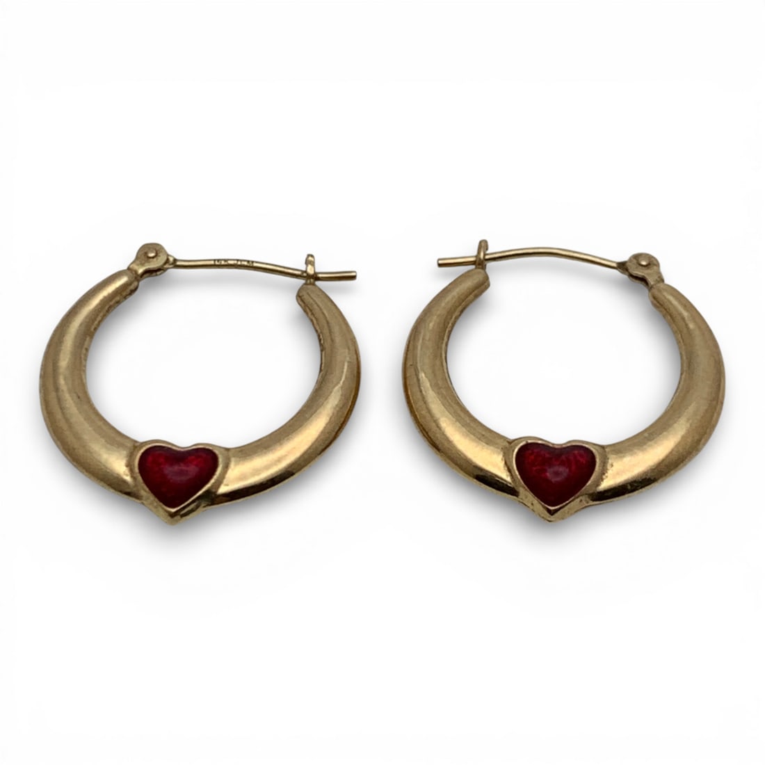 Pair Of 14k Yellow Gold Hoop Earrings: Marked 14k - 3/4" Long - 0.8 Dwt Gemstones Tested With Presidium Gem Tester Il - Berners Does Not Guarantee Authenticity Of Gemstones