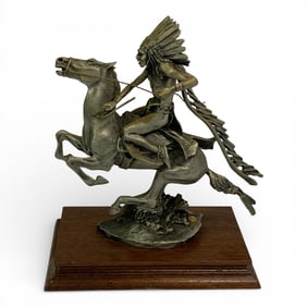 Style Of Frederic Remington Pewter Sculpture