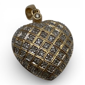14k Yellow Gold & Diamond Heart Pendant