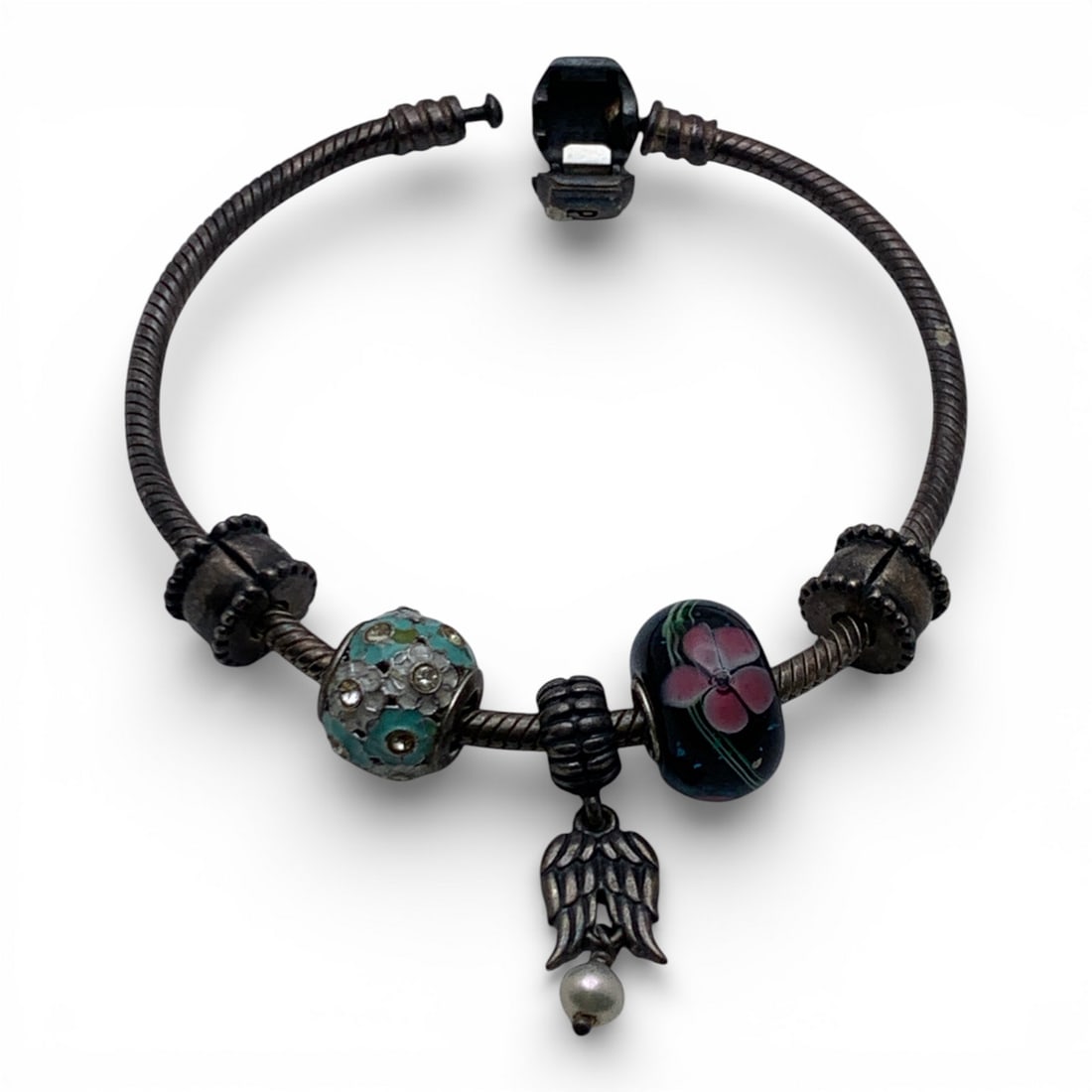 Pandora Sterling Silver Charm Bracelet: Marked 925 - 7 5/8" Long - 26.3 Grams