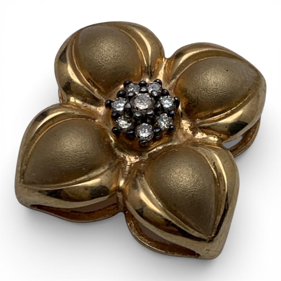 14k Yellow Gold & Champagne Diamond Pendant: Marked 14k - 7/8" Long - 2.0 Dwt Gemstones Tested With Presidium Gem Tester Il - Berners Does Not Guarantee Authenticity Of Gemstones