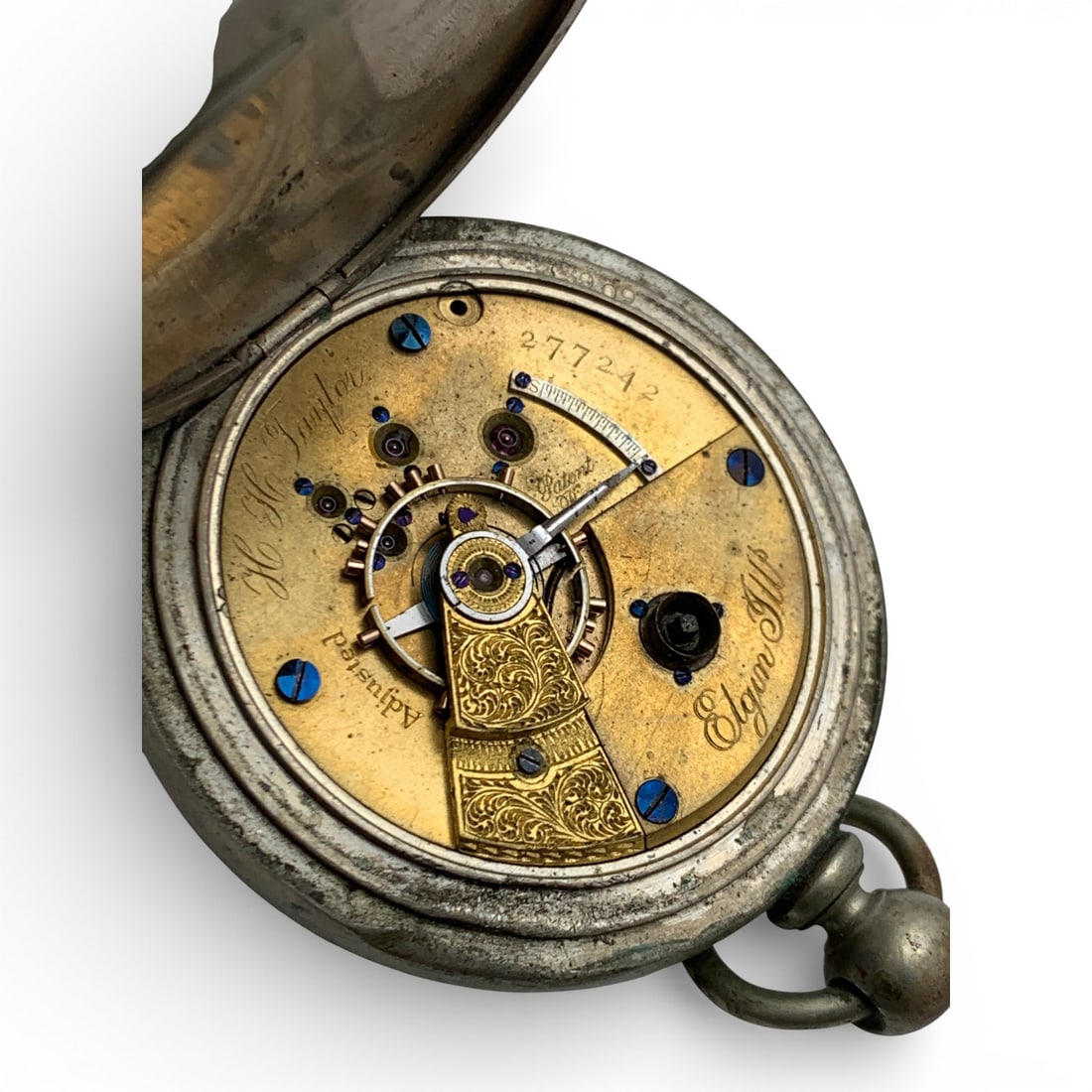 Elgin Silverine Pocket Watch - 5