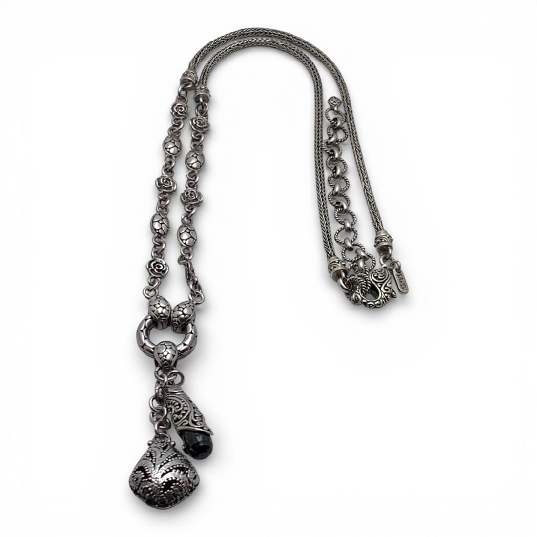 Sarda Sterling Silver Pendant Necklace: Marked Sarda 925 - 25 3/8" Long - 43.4 Grams