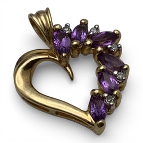 14k Yellow Gold & Amethyst Heart Pendant