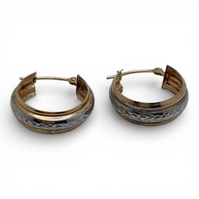 14k Yellow & White Gold Hoop Earrings