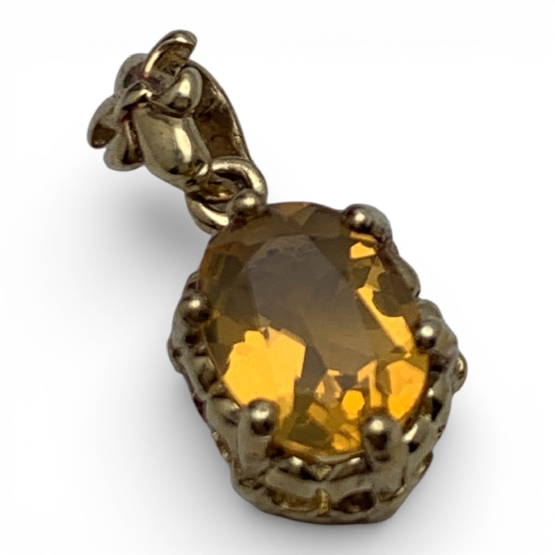 14k Yellow Gold & Orange Stone Pendant: Marked 14k - 5/8" Long - 1.1 Dwt Gemstones Tested With Presidium Gem Tester Il - Berners Does Not Guarantee Authenticity Of Gemstones