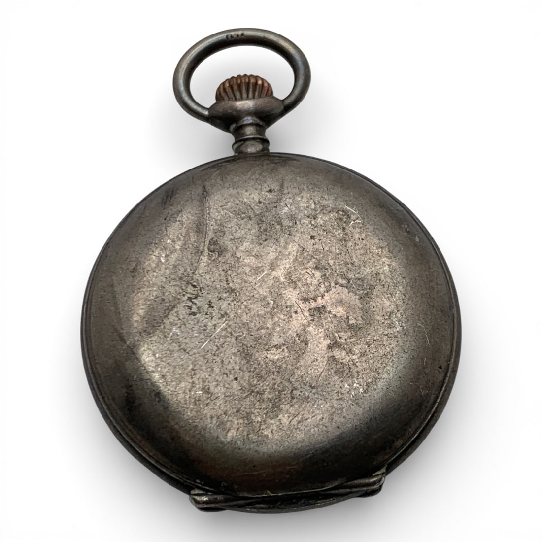 800 Silver Pocket Watch: Marked On Back Case: 0.800, 1061187, 2Marked On Movement: 10681611 3/4" Long - 27.4 Grams Missing Front Crystal