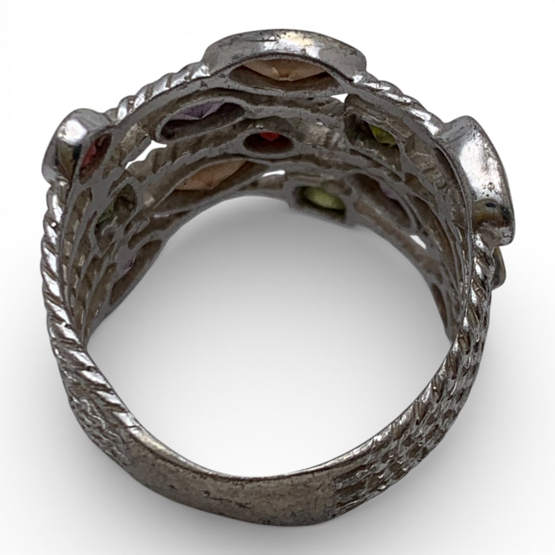 Sterling Silver Ring With Colored Stones - 10