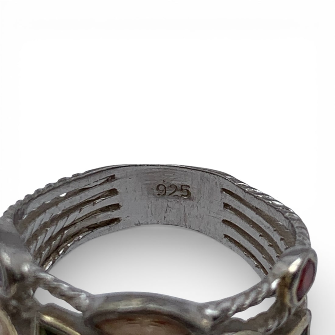 Sterling Silver Ring With Colored Stones - 7