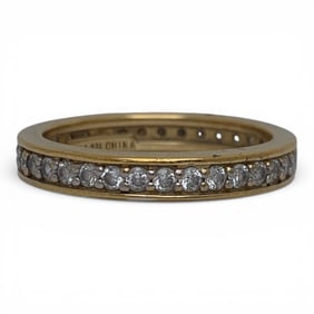 Sterling Silver Gold Tone Ring W Cubic Zirconia